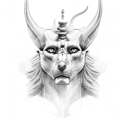 anubis, side, head, torso tattoo design idea