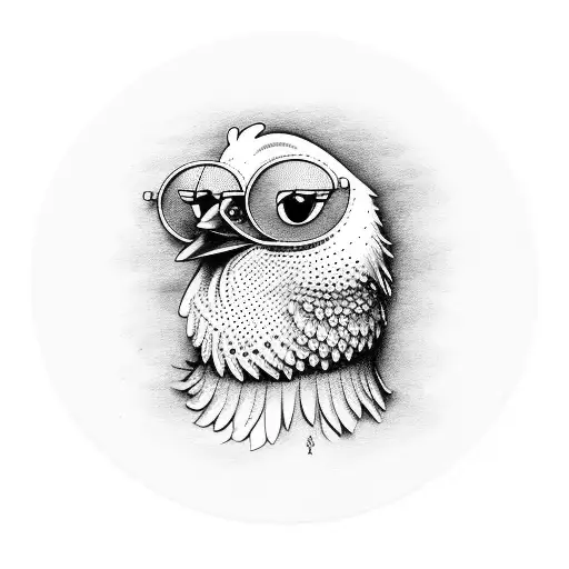 anthropomorphic chicken with round glasses  tattoo design idea