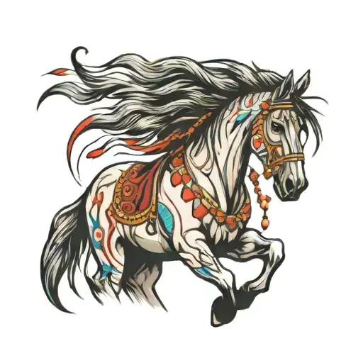 Indian horse  tattoo design idea