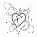 a heart tattoo, with a simple stroke and that includes the letters A and J as part of the stroke tattoo design idea