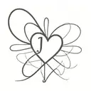a heart tattoo, with a simple stroke and that includes the letters A and J as part of the stroke tattoo design idea