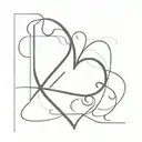 a heart tattoo, with a simple stroke and that includes the letters A and J as part of the stroke tattoo design idea