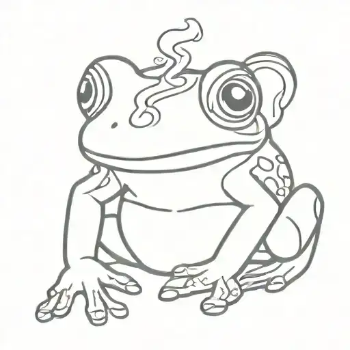 frog smoking tattoo design idea