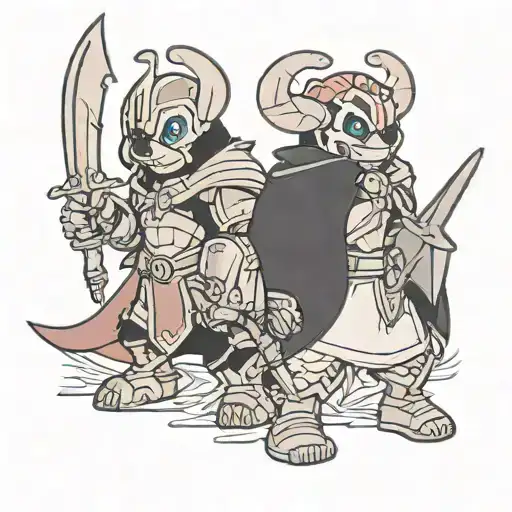 Lilo & Stitch as medieval knights tattoo design idea