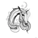 Horses and snake tattoo design idea