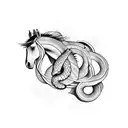 Horse with snake around it tattoo design idea