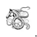 Horse with snake around it tattoo design idea