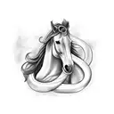 Horse with snake around it tattoo design idea