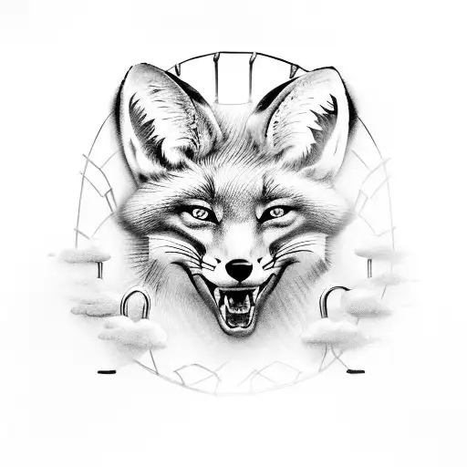 Foxes in a cage tattoo design idea