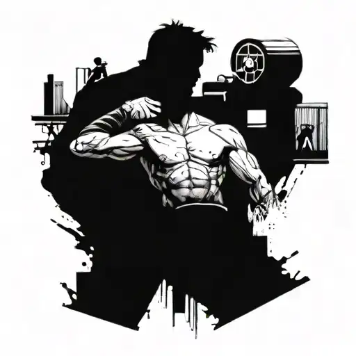 Incorporate elements of construction sites and machinery in a tattoo of David and Goliath facing off tattoo design idea