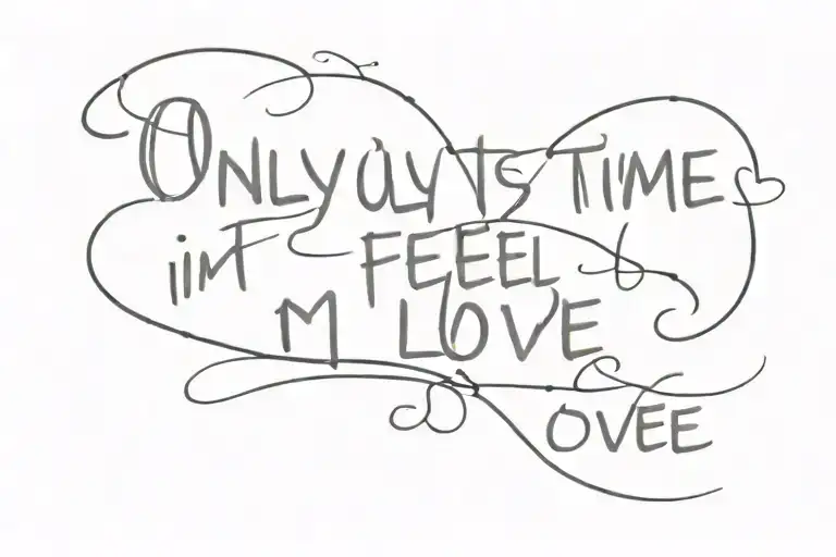Generate a simple text tattoo with the following text: "Only time I feel pain, when I'm feelin' love" tattoo design idea
