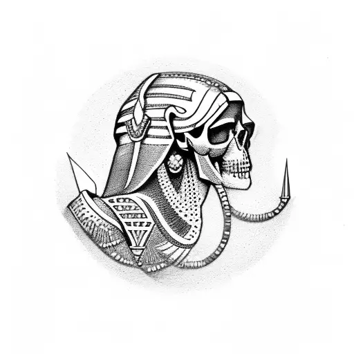 pharaoh and a skull tattoo design idea