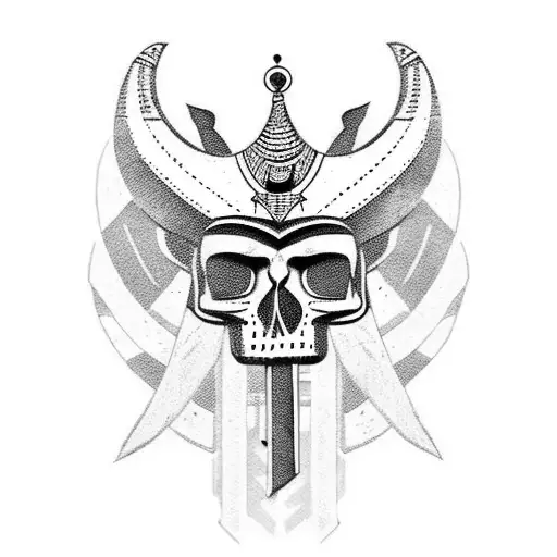 pharaoh and a skull tattoo design idea