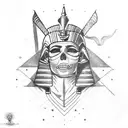 pharaoh and a skull tattoo design idea