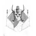 pharaoh and a skull tattoo design idea