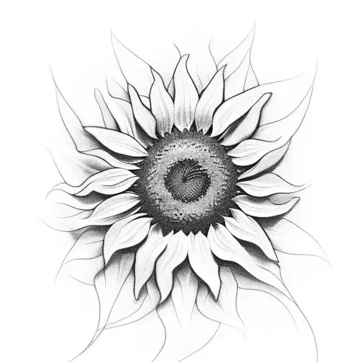 A sunflower with the word 'abide' incorporated into the petals tattoo design idea