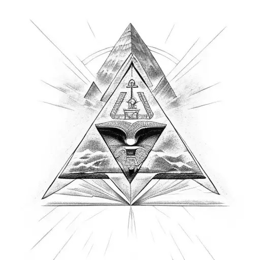 an ankh embedded in a pyramid  tattoo design idea