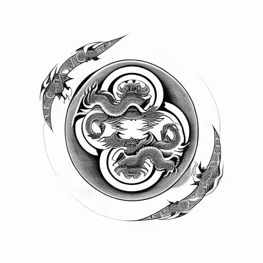 japanese dragon yin Yang  tattoo design idea