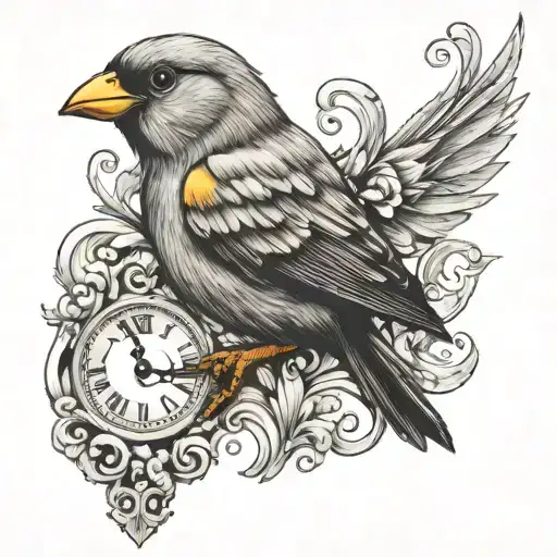 canary and letter G & G tattoo design idea