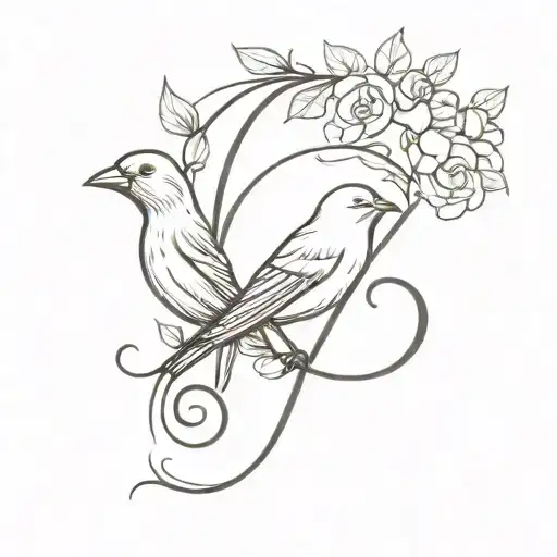 canary and letter G & G tattoo design idea