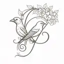 canary and letter G & G tattoo design idea