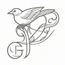 canary and letter G & G tattoo design idea
