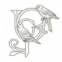 canary and letter G & G tattoo design idea