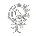 canary and letter G & G tattoo design idea