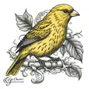 canary and letter G tattoo design idea