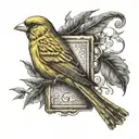 canary and letter G tattoo design idea