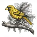 canary and letter G tattoo design idea