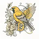 canary and letter G tattoo design idea