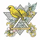 canary and letter G tattoo design idea