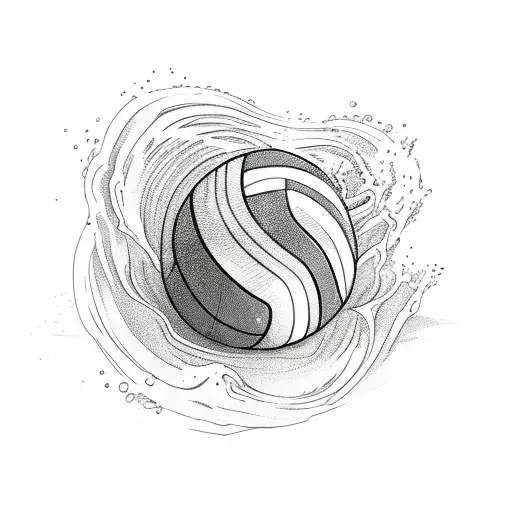 Surf wave with a volleyball tattoo design idea