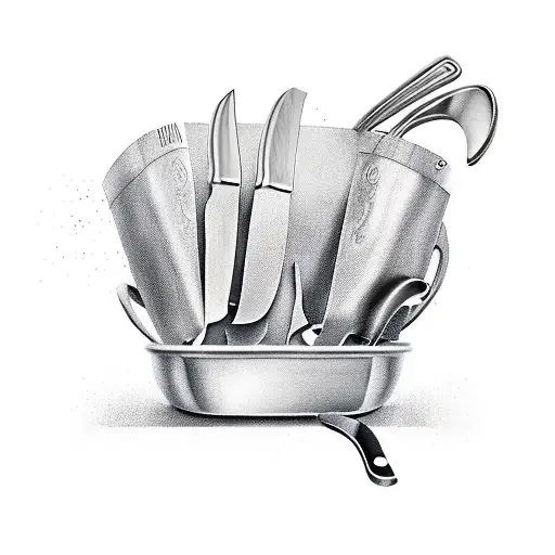 The Chef’s knife, also sometimes referred to as a ‘French Knife’ is the Swiss Army Knife of the kitchen, capable of tack tattoo design idea