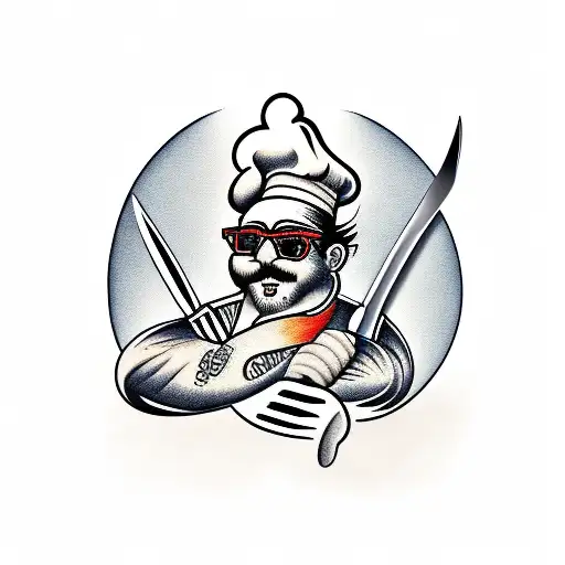 Chef knife for back of the arm tattoo design idea