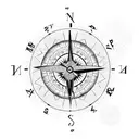 a Clock and an overlapping compass tattoo design idea