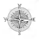 a Clock and an overlapping compass tattoo design idea