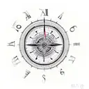 a Clock and an overlapping compass tattoo design idea