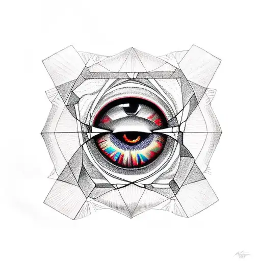 lucifer's eye inside a triangle tattoo design idea