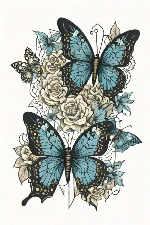 dad rip floral grilling blue butterfly tattoo design idea