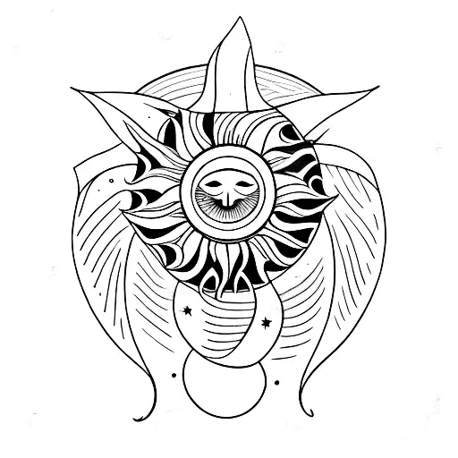 half sun half moon tattoo design idea