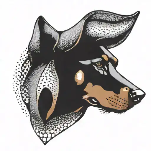 Doberman dog head tattoo design idea