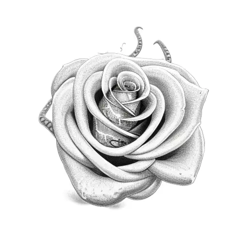 snake climbing a rose  tattoo design idea