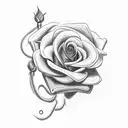 snake climbing a rose  tattoo design idea