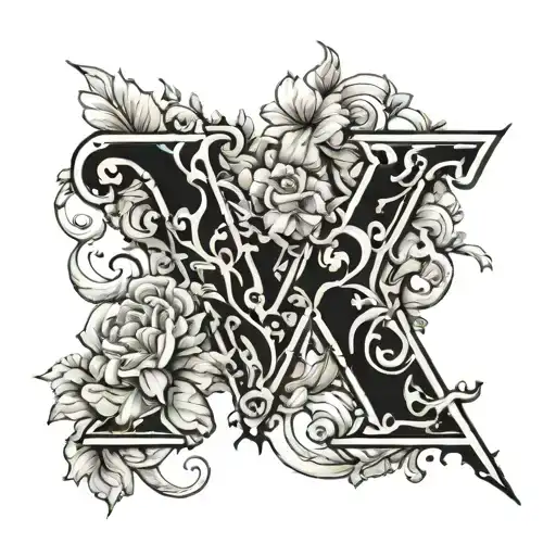 Amber V letter tattoo design idea