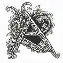 Amber V letter tattoo design idea