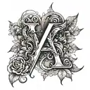Amber V letter tattoo design idea