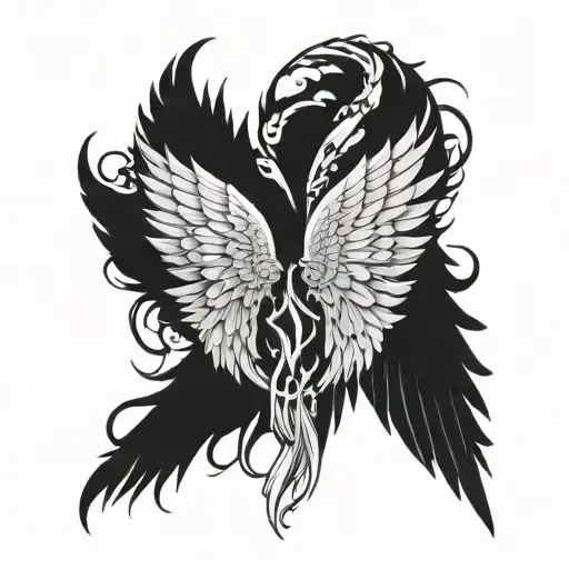 angel wings and demon wings tattoo design idea