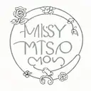 text that says "missy moo" and accompanying symbol tattoo design idea